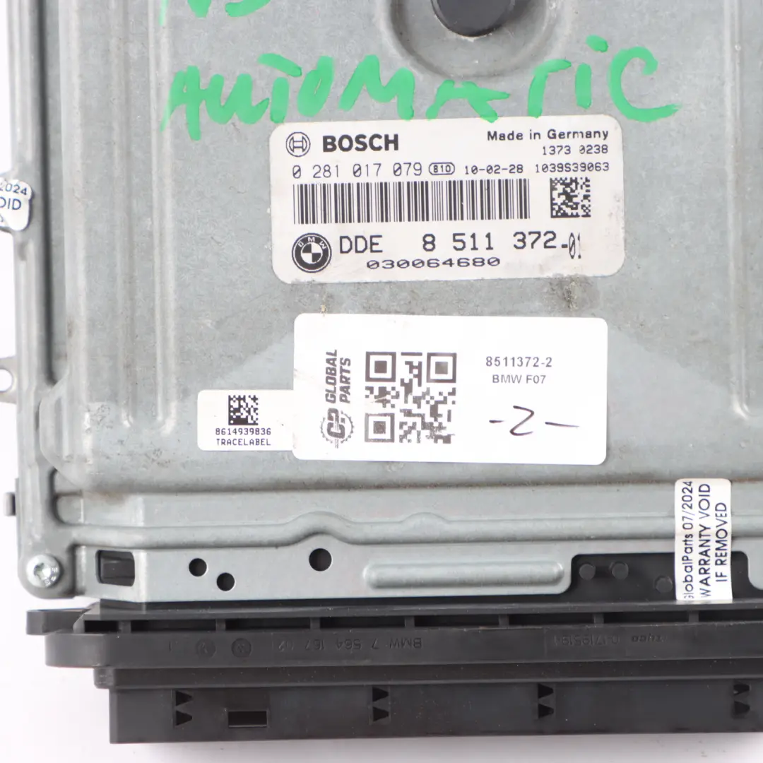 BMW F01 F07 530D 730D N57 Motorsteuergerät Kit DDE CAS4 Schlüssel - SKU 8511372-2 - Teilenummer 8511372