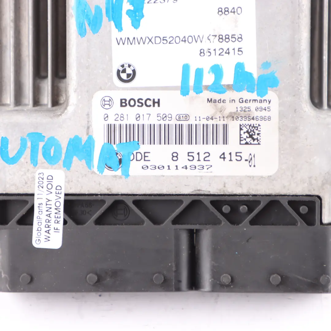 Mini Cooper D R55 R56 LCI N47N 112HP Diesel Engine ECU Kit DDE CAS3 Keys - SKU 8512415-10 - Part number 8512415