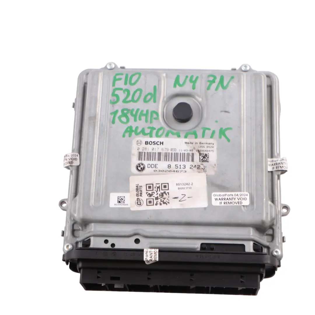 Calculateur Moteur ECU DDE N47N Automatique pour BMW F10 F11 520D Diesel à propos du numéro de pièce 8513242 BMW F10 F11 520D Diesel Calculateur Moteur ECU DDE N47N Automatique - SKU 8513242-2 - Numéro de pièce 8513242