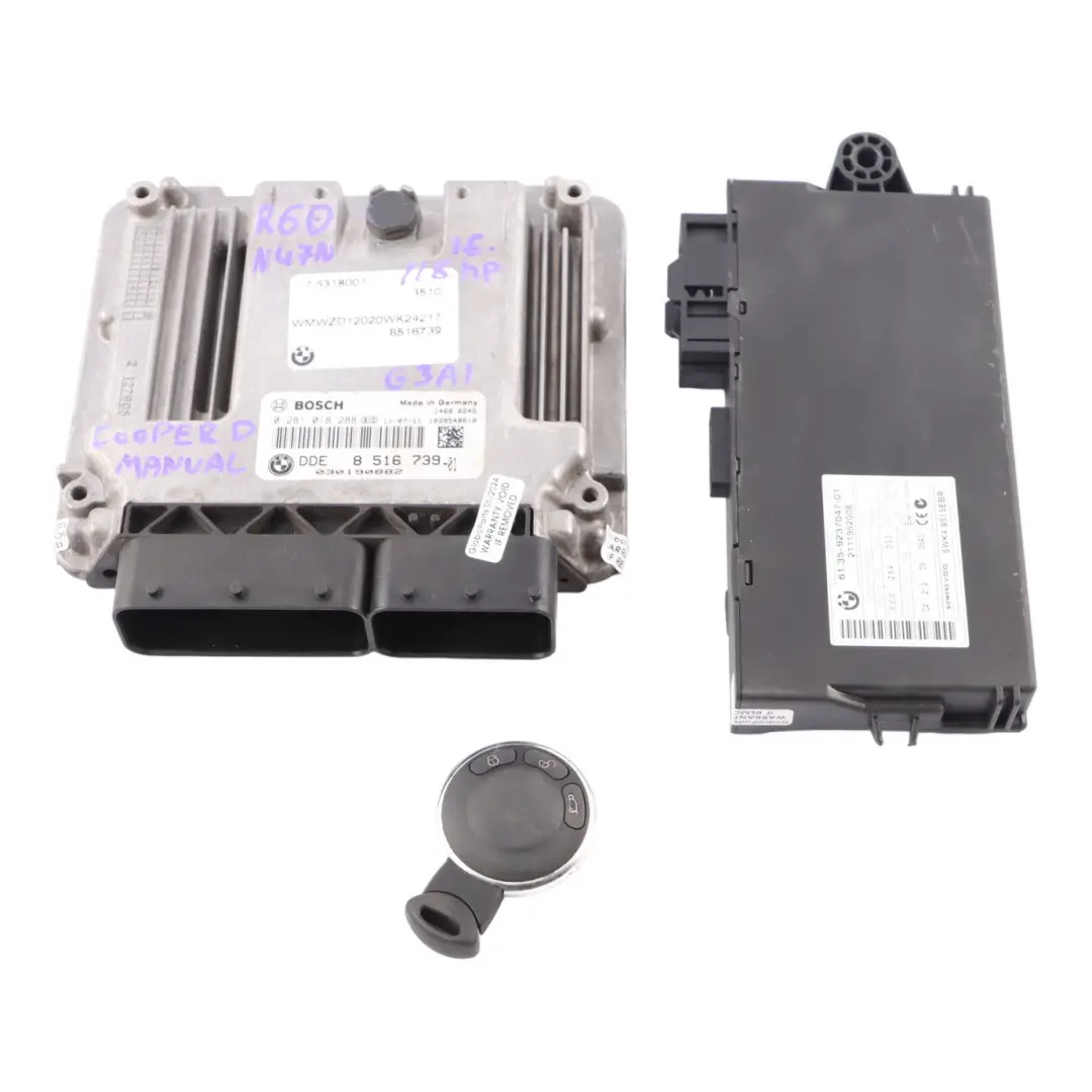 N47N Engine ECU Kit DDE CAS3 Key Manual to Mini Cooper D R55 R56 LCI R60 with Part number 8516739 Mini Cooper D R55 R56 LCI R60 N47N Engine ECU Kit DDE CAS3 Key Manual - SKU 8516739-5 - Part number 8516739