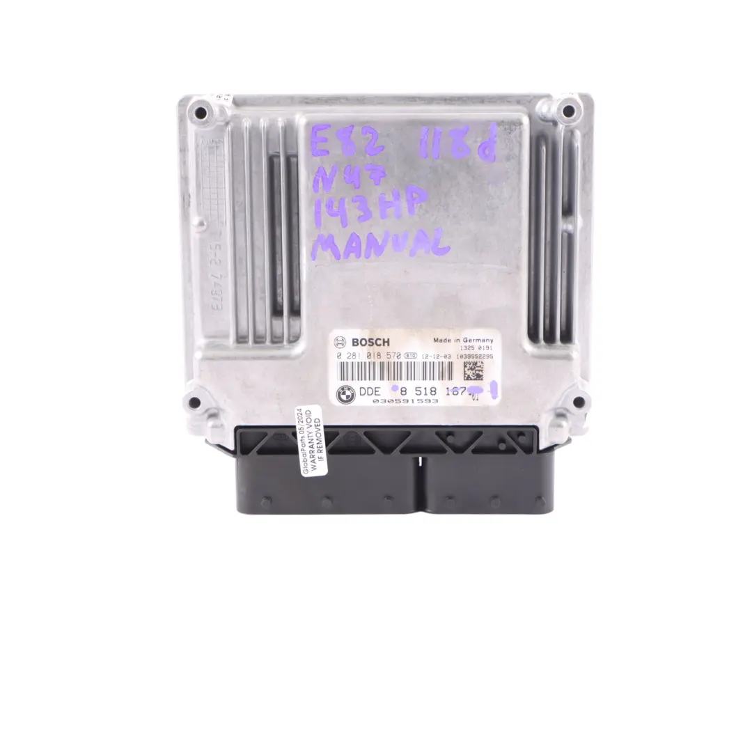 N47 ECU Motorsteuerungssatz DDE Manual für BMW E81 E87 E90 LCI 118d 318d mit Teilenummer 8518167 BMW E81 E87 E90 LCI 118d 318d N47 ECU Motorsteuerungssatz DDE Manual - SKU 8518167-1 - Teilenummer 8518167