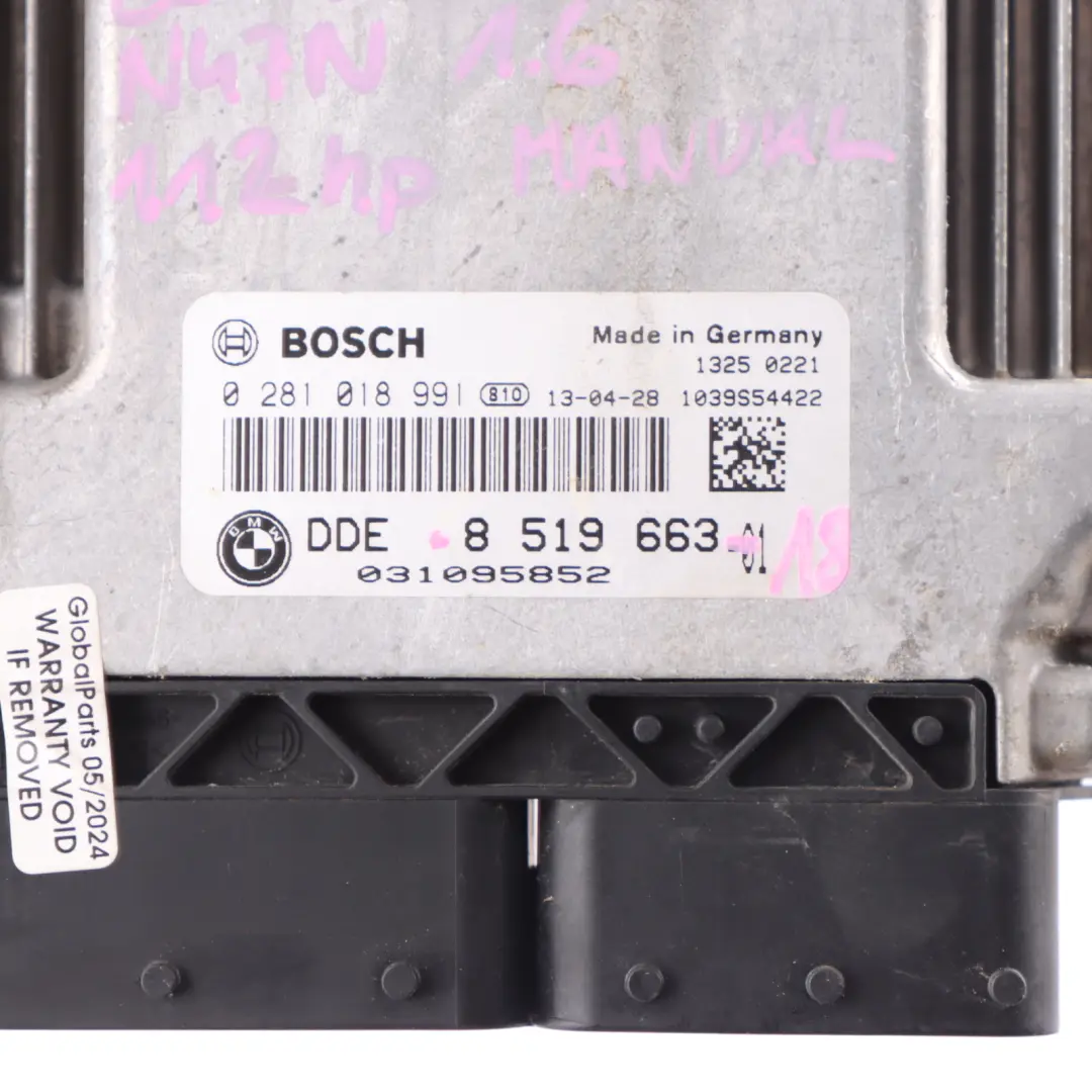 N47N 1.6 112HP Diesel ECU CAS3 Klucz DDE do Mini Cooper D R55 R56 LCI o numerze 8519663 Mini Cooper D R55 R56 LCI N47N 1.6 112HP Diesel ECU CAS3 Klucz DDE - SKU 8519663-18 - Numer Części 8519663