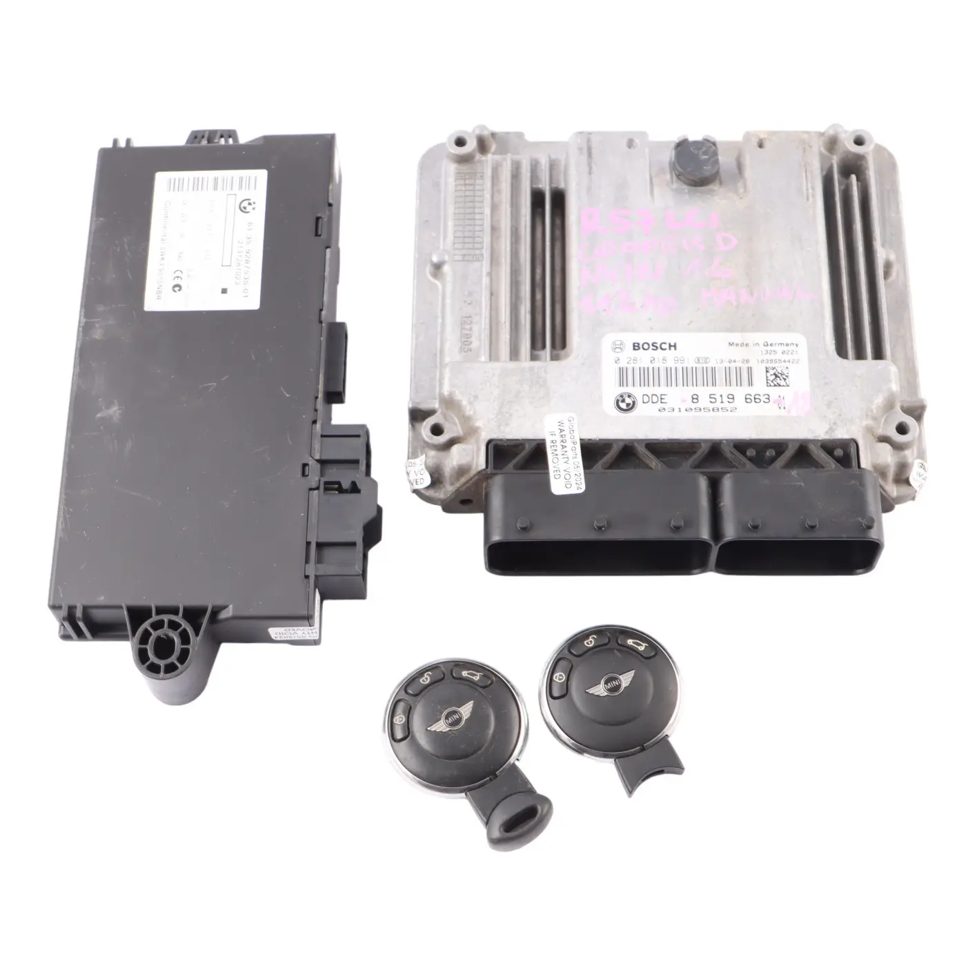 Mini Cooper D R55 R56 LCI N47N 1.6 112HP Diesel ECU Kit DDE 8519663 CAS3 Llaves