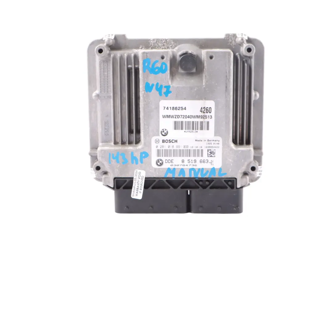 Mini Cooper R60 Cooper SD ALL4 N47N 2.0 ECU Kit DDE CAS3 Key Manual - SKU 8519663-20 - Part number 8519663