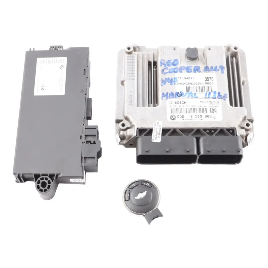 N47 112HP Engine ECU Kit DDE CAS 3 Key Manual to Mini Cooper D R55 R56 R60 with Part number 8519663 Mini Cooper D R55 R56 R60 N47 112HP Engine ECU Kit DDE CAS 3 Key Manual - SKU 8519663-23 - Part number 8519663