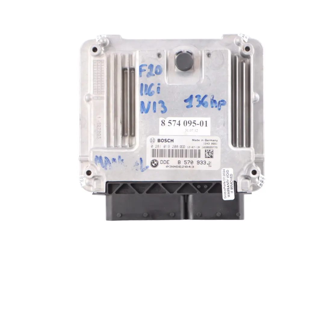 BMW F20 F21 116d N13 136HP Engine ECU Kit DDE Key Lock FEM Manual - SKU 8570933-3 - Part number 8570933