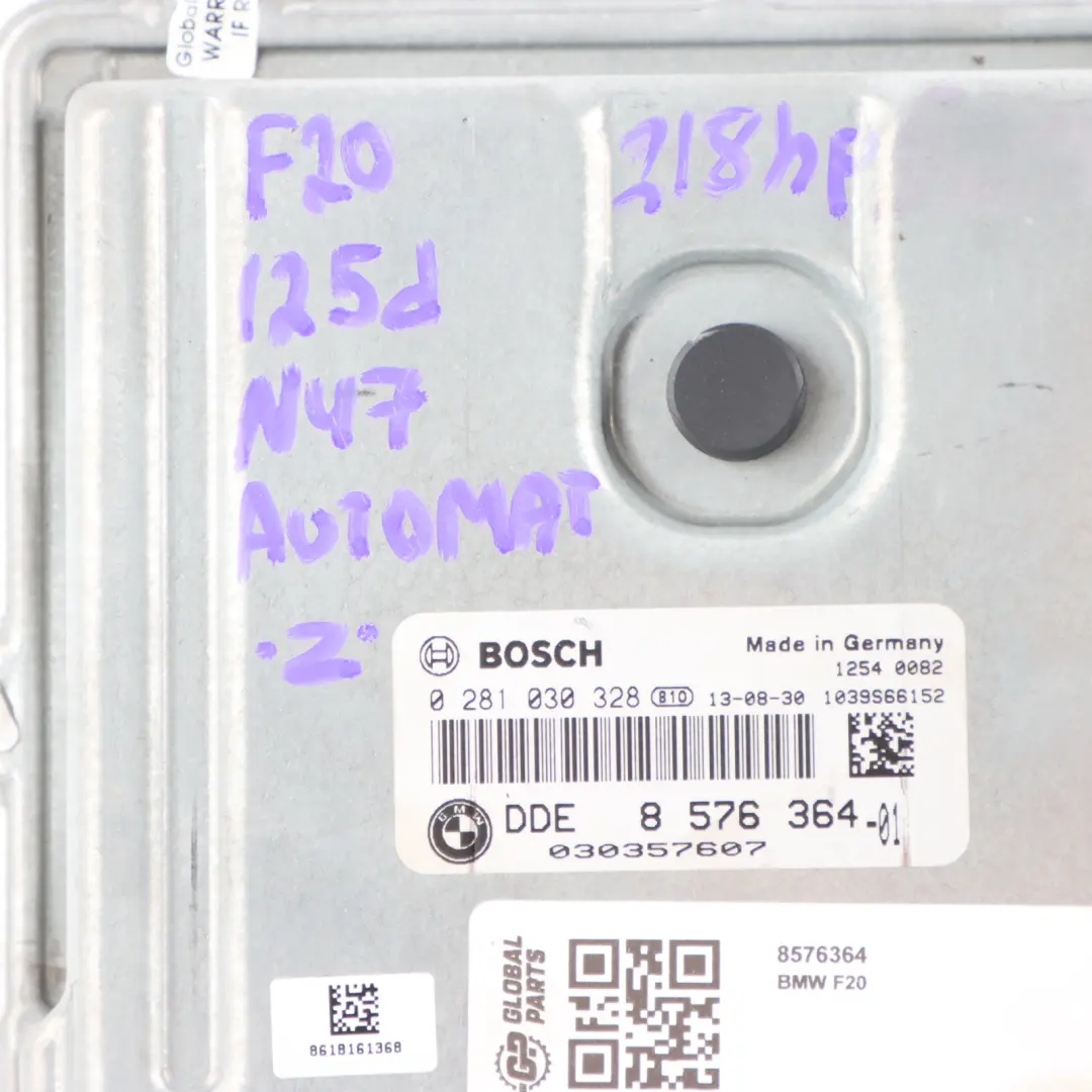 BMW F20 F21 125d N47N Engine Control Unit ECU Kit DDE Key FEM Automatic - SKU 8576364 - Part number 8576364