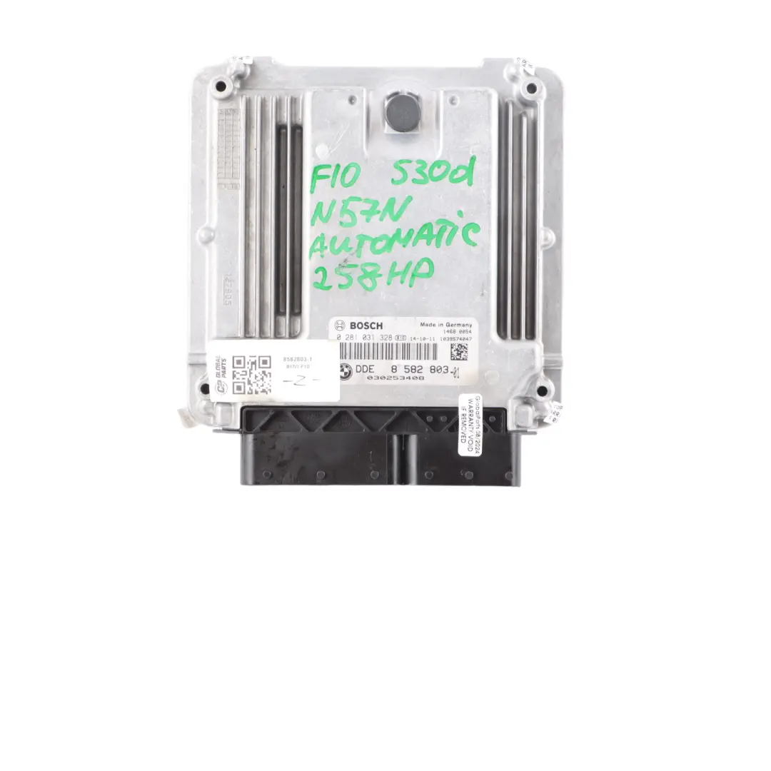 N57N 258HP Engine Control Unit Module ECU DDE Automatic to BMW F10 530d with Part number 8582803 BMW F10 530d N57N 258HP Engine Control Unit Module ECU DDE Automatic - SKU 8582803-1 - Part number 8582803
