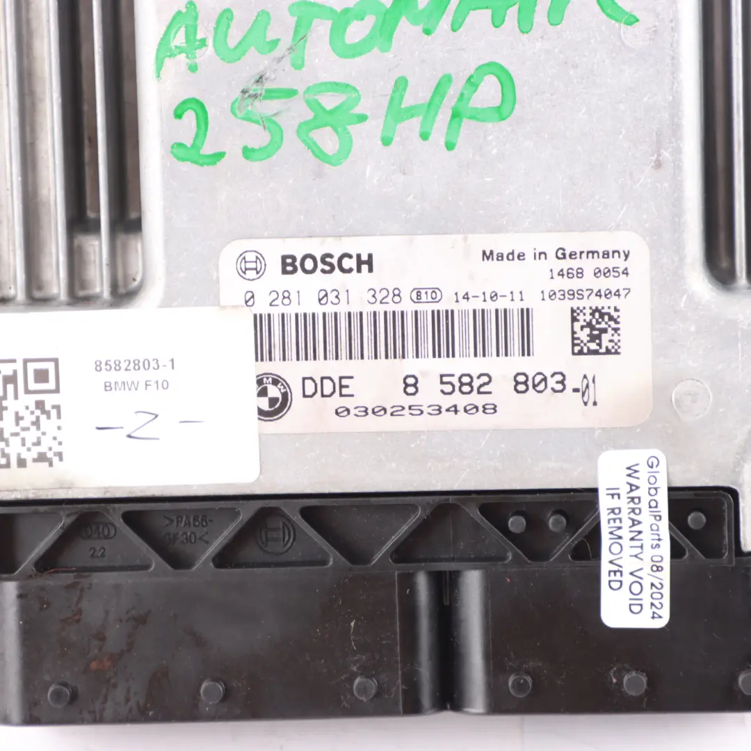 BMW F10 530d N57N 258HP Engine Control Unit Module ECU DDE Automatic - SKU 8582803-1 - Part number 8582803