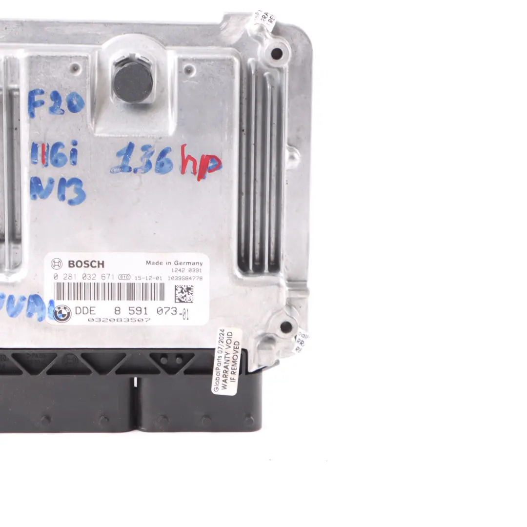 136HP N13 Engine ECU Unit DDE Manual to BMW F20 116i F30 316i with Part number 8591073 BMW F20 116i F30 316i 136HP N13 Engine ECU Unit DDE Manual - SKU 8591073-6 - Part number 8591073