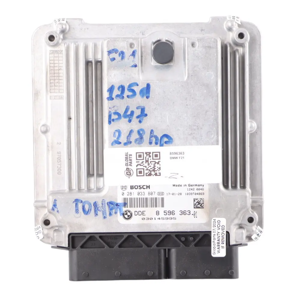 B47 224HP Engine Control Unit ECU DDE to BMW F20 125d F30 325d LCI F32 425d with Part number 8596363 BMW F20 125d F30 325d LCI F32 425d B47 224HP Engine Control Unit ECU DDE - SKU 8596363 - Part number 8596363