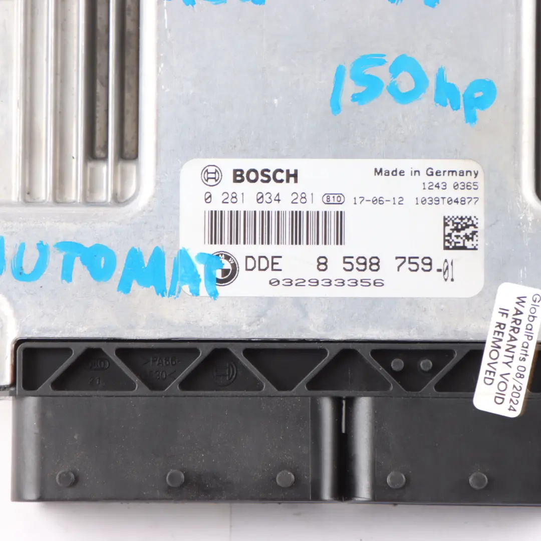 BMW F20 F30 LCI Diesel 150HP B47 ECU DDE Engine Control Unit Automatic - SKU 8598759-3 - Part number 8598759