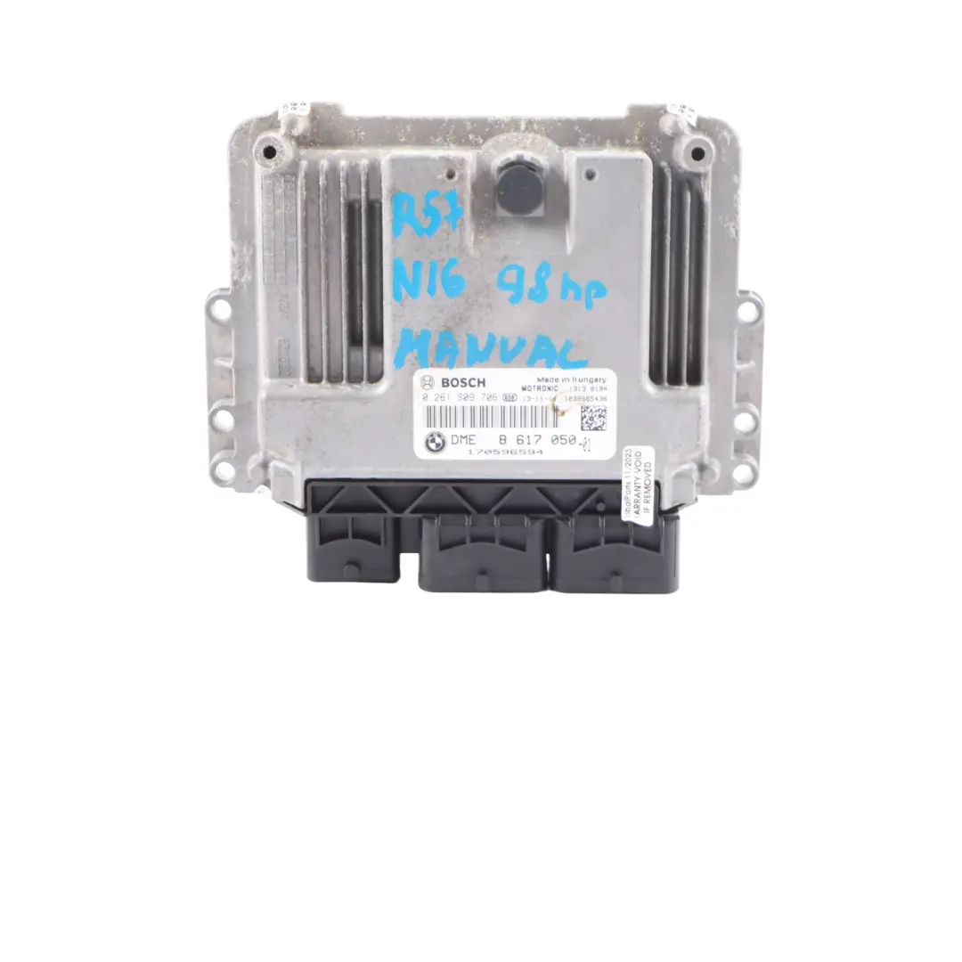 98HP Module moteur ECU DME Manuel pour Mini One R56 LCI N16 1.6 à propos du numéro de pièce 8617050 Mini One R56 LCI N16 1.6 98HP Module moteur ECU DME Manuel - SKU 8617050-3 - Numéro de pièce 8617050
