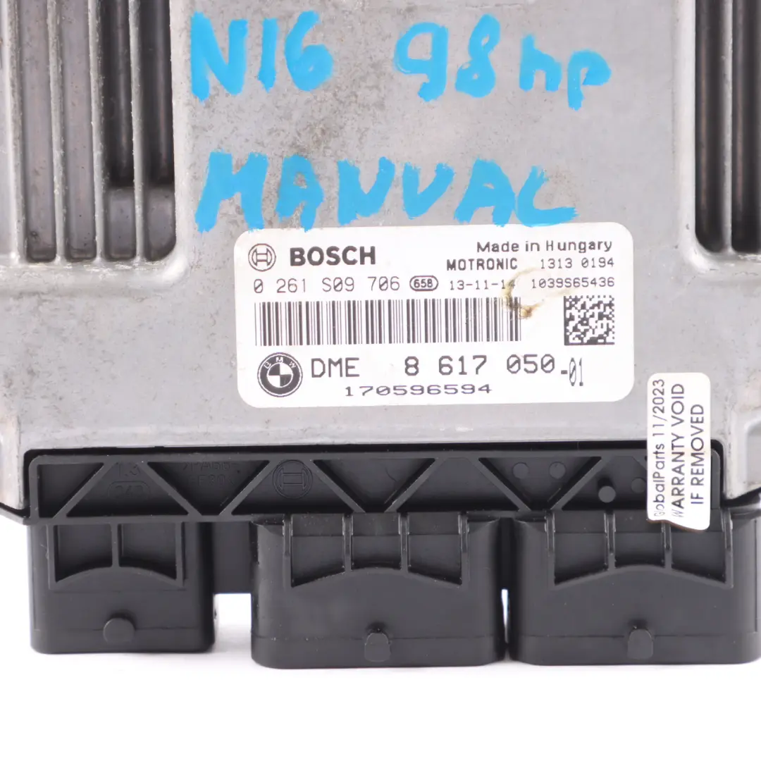 98HP Modulo di Controllo Motore ECU DME Manuale per Mini One R56 LCI N16 1.6 con numero di parte 8617050 Mini One R56 LCI N16 1.6 98HP Modulo di Controllo Motore ECU DME Manuale - SKU 8617050-3 - Numero di parte 8617050