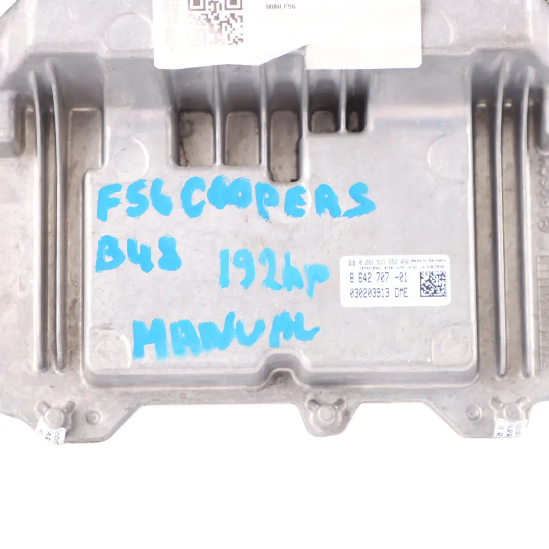 Control Unit ECU DME Manual to Mini Cooper S F55 F56 B48 Petrol Engine with Part number 8642707 Mini Cooper S F55 F56 B48 Petrol Engine Control Unit ECU DME Manual - SKU 8642707 - Part number 8642707