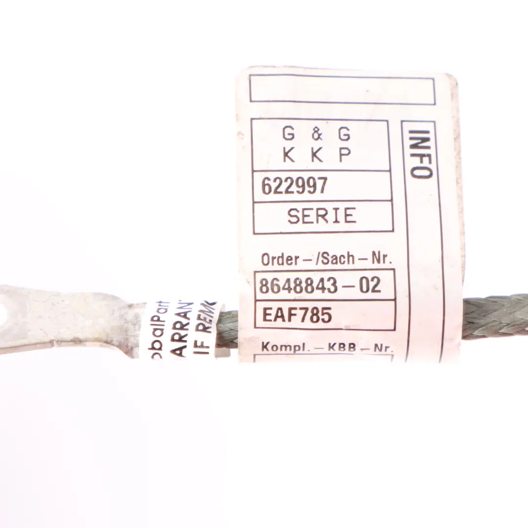 BMW F45 Mini F60 B38X Przewód Ujemny Akumulatora Uziemiający - SKU 8648843 - Numer Części 8648843