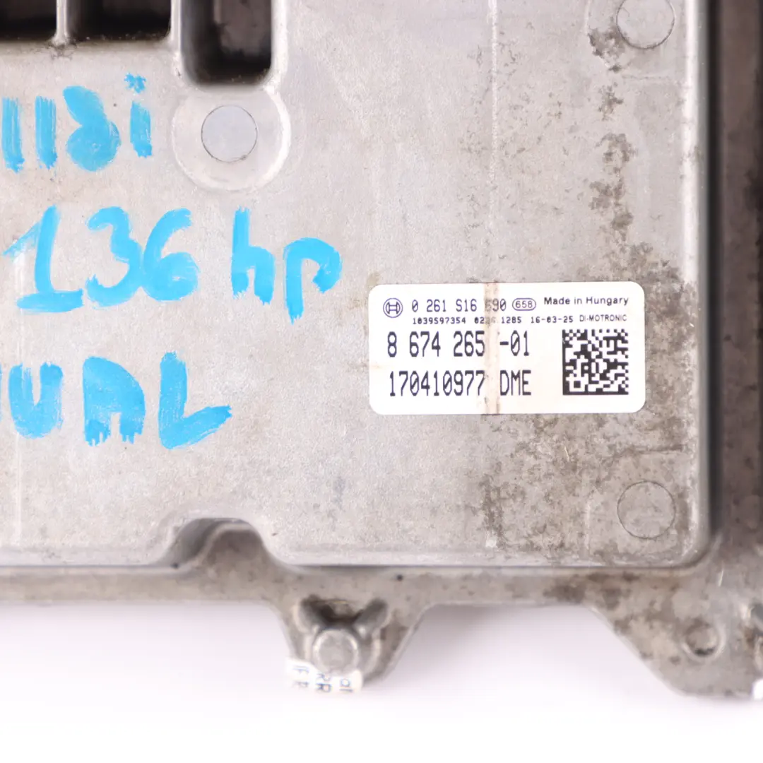 B38 136HP Engine ECU Kit DME + FEM + Key to BMW F20 F30 F31 LCI 118i 318i with Part number 8674265 BMW F20 F30 F31 LCI 118i 318i B38 136HP Engine ECU Kit DME + FEM + Key - SKU 8674265-1 - Part number 8674265