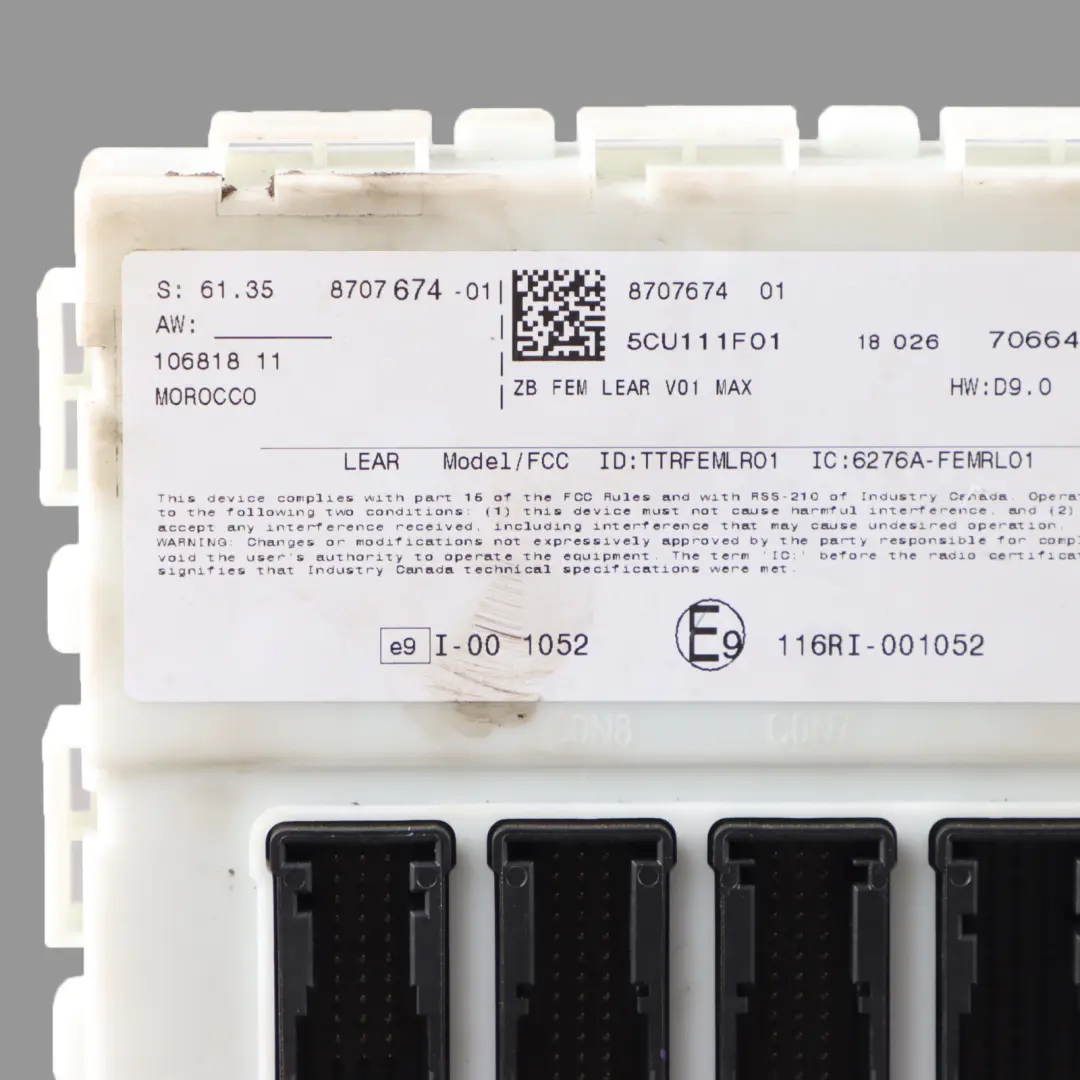 Body Control Comfort Module Unit FEM ECU to BMW F20 F30 F80 F82 F87 with Part number 8707674 BMW F20 F30 F80 F82 F87 Body Control Comfort Module Unit FEM ECU - SKU 8707674 - Part number 8707674