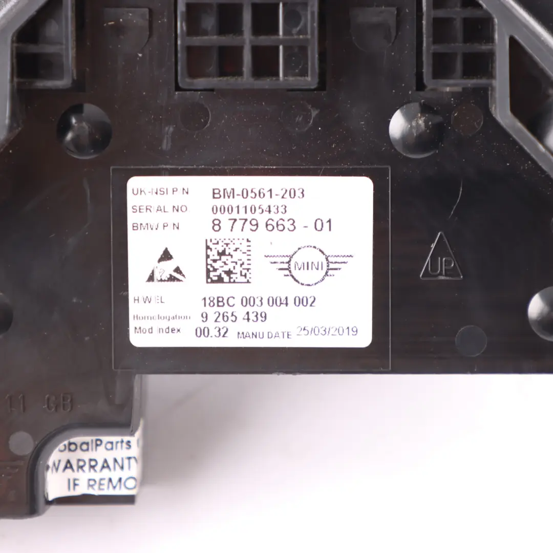 Instrument Cluster Speedo Meter Manual to Mini Clubman F54 F55 Petrol with Part number 8779663 Mini Clubman F54 F55 Petrol Instrument Cluster Speedo Meter Manual - SKU rhd-8779663 - Part number 8779663