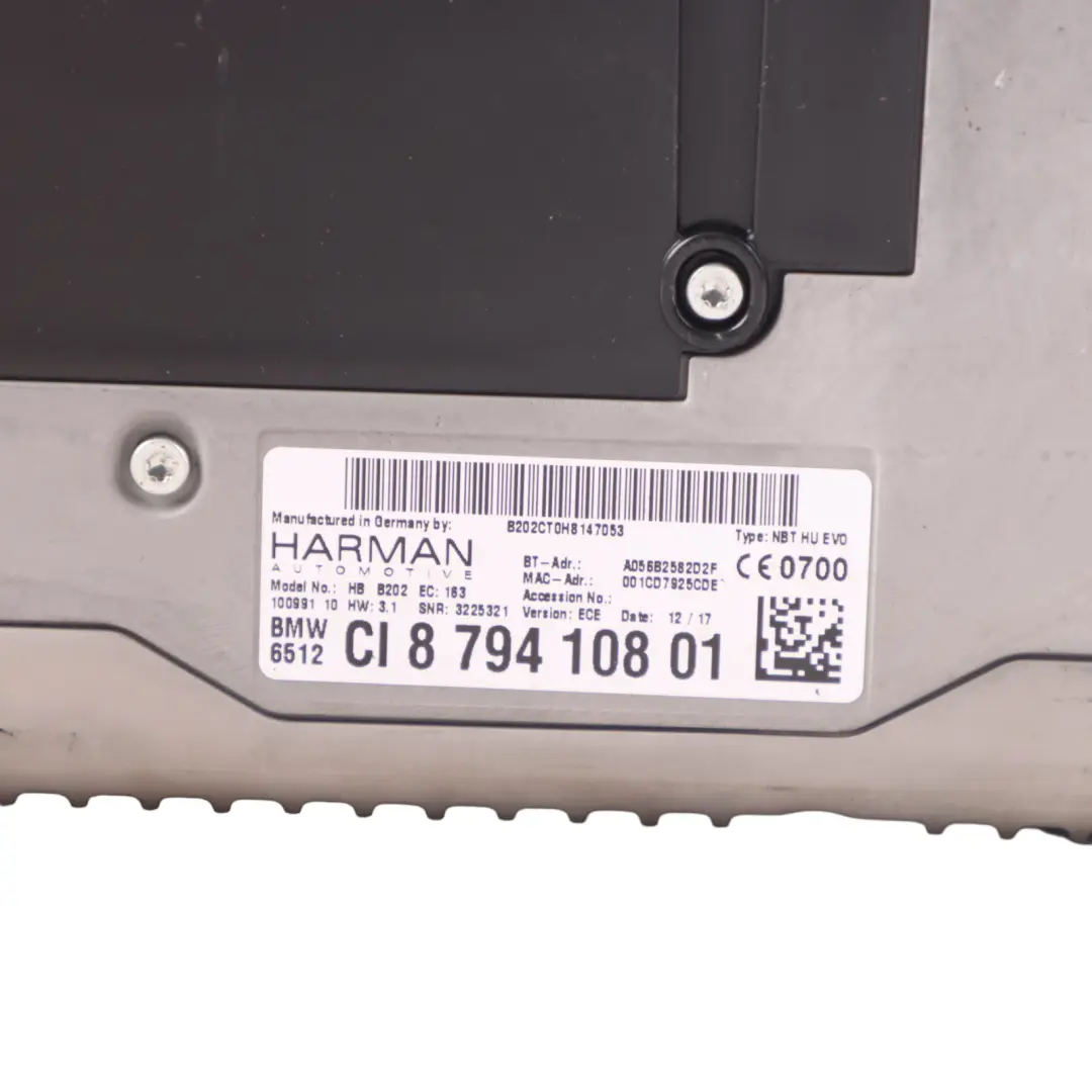 Head Unit Mini Clubman F54 Countryman F60 Sat Nav Control Module to with Part number 8794108 Head Unit Mini Clubman F54 Countryman F60 Sat Nav Control Module - SKU 8794108 - Part number 8794108