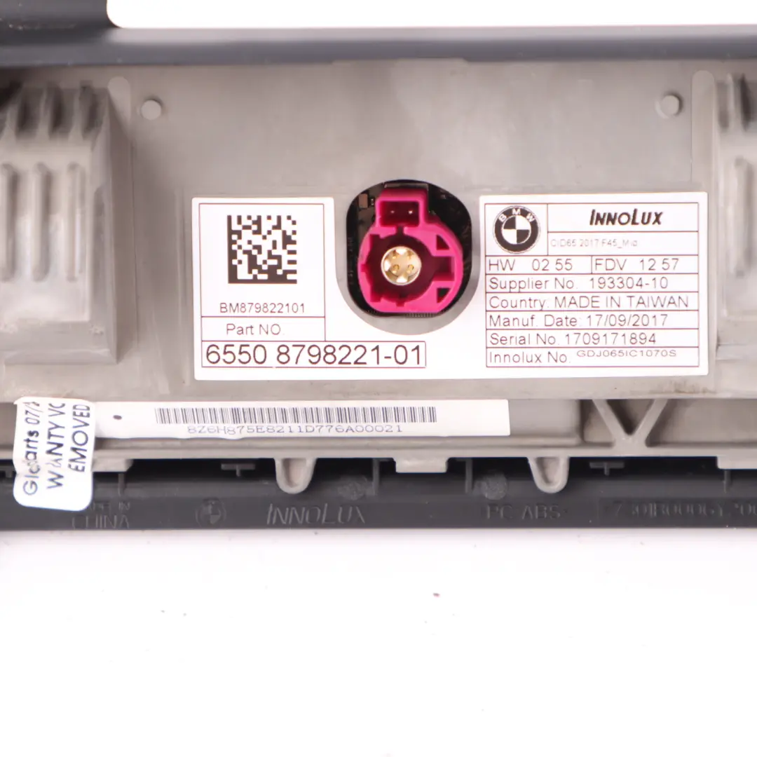 Display Screen BMW F45 F46 Central Information Navigation Monitor 6,5" to with Part number 8798221 Display Screen BMW F45 F46 Central Information Navigation Monitor 6,5" - SKU 8798221 - Part number 8798221