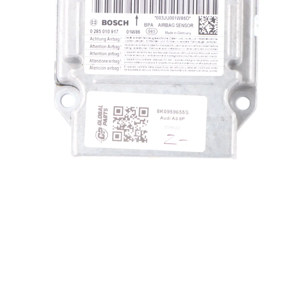 Bag Module Control Unit ECU SRS Module Unit to Audi A3 8P Air with Part number 8K0959655S Audi A3 8P Air Bag Module Control Unit ECU SRS Module Unit - SKU 8K0959655S - Part number 8K0959655S