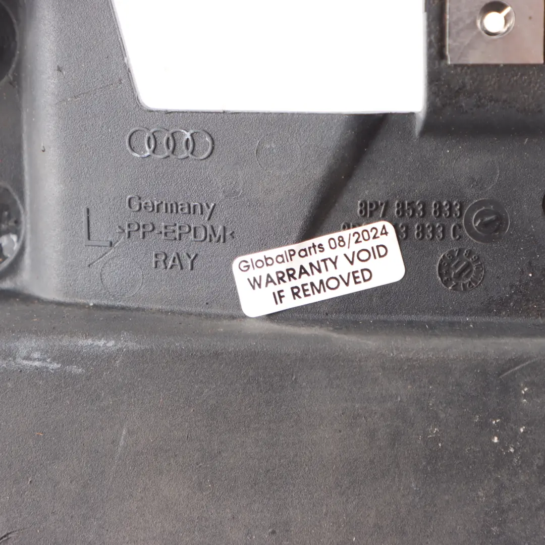 Audi A3 8P Rear Wheel Arch Mud Flap Left N/S Splash Guard Trim Panel - SKU 8P0853833C - Part number 8P0853833C