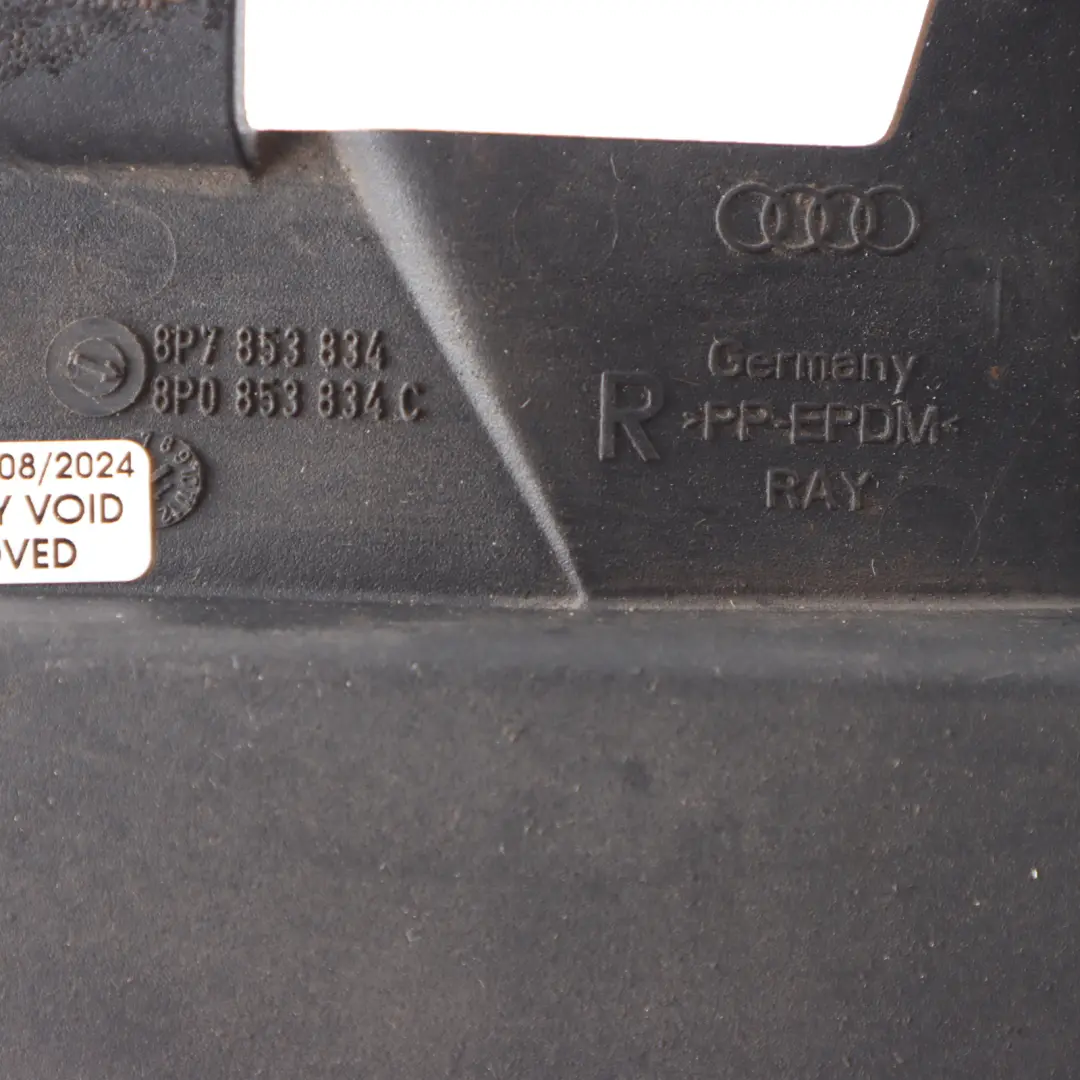 Audi A3 8P Rear Wheel Arch Mud Flap Right O/S Splash Guard Trim Panel - SKU 8P0853834C - Part number 8P0853834C