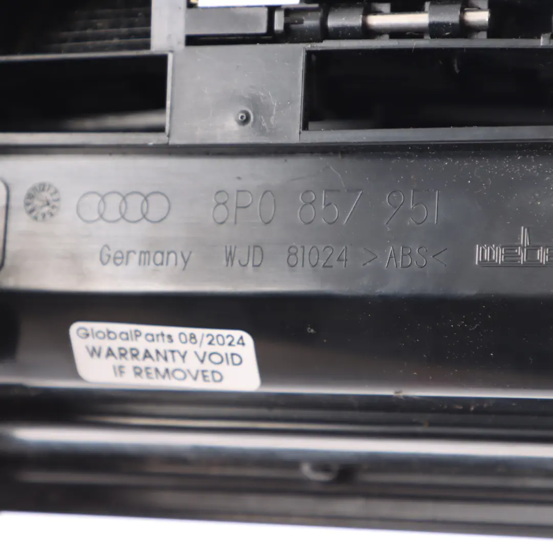 Couvercle compartiment rangement plateau console centrale pour Audi A3 8P à propos du numéro de pièce 8P0857951 Audi A3 8P Couvercle compartiment rangement plateau console centrale - SKU 8P0857951 - Numéro de pièce 8P0857951