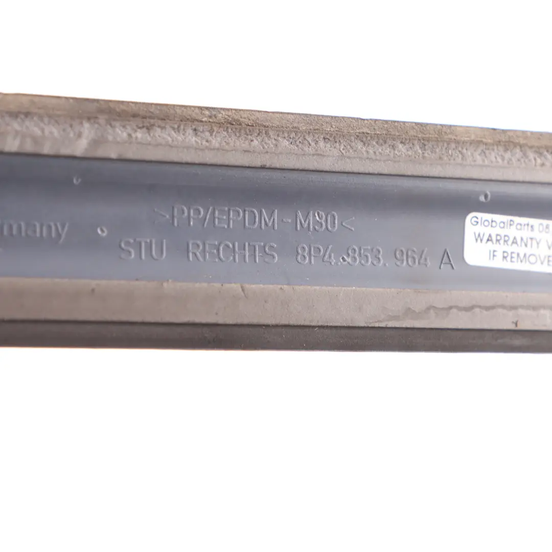 Door Trim Moulding Strip Rear Right O/S Meteor Grey - Z7H to Audi A3 8P with Part number 8P4853964B Audi A3 8P Door Trim Moulding Strip Rear Right O/S Meteor Grey - Z7H - SKU 8P4853964B-MGR - Part number 8P4853964B