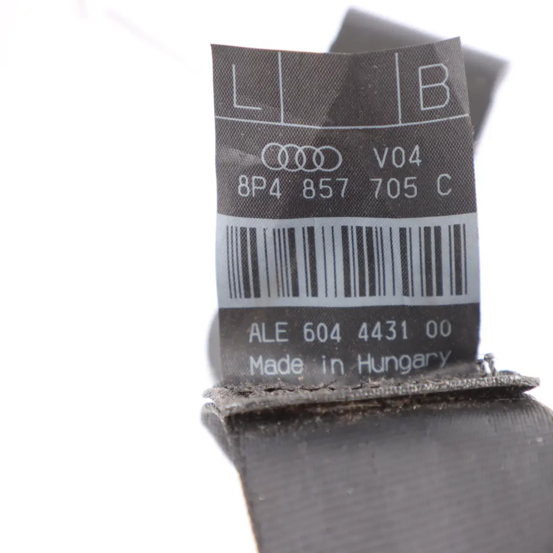 Cinturón seguridad lado pasajero delantero izquierdo para Audi A3 8P con número de pieza 8P4857705C Audi A3 8P Cinturón seguridad lado pasajero delantero izquierdo - SKU 8P4857705C - Número de pieza 8P4857705C