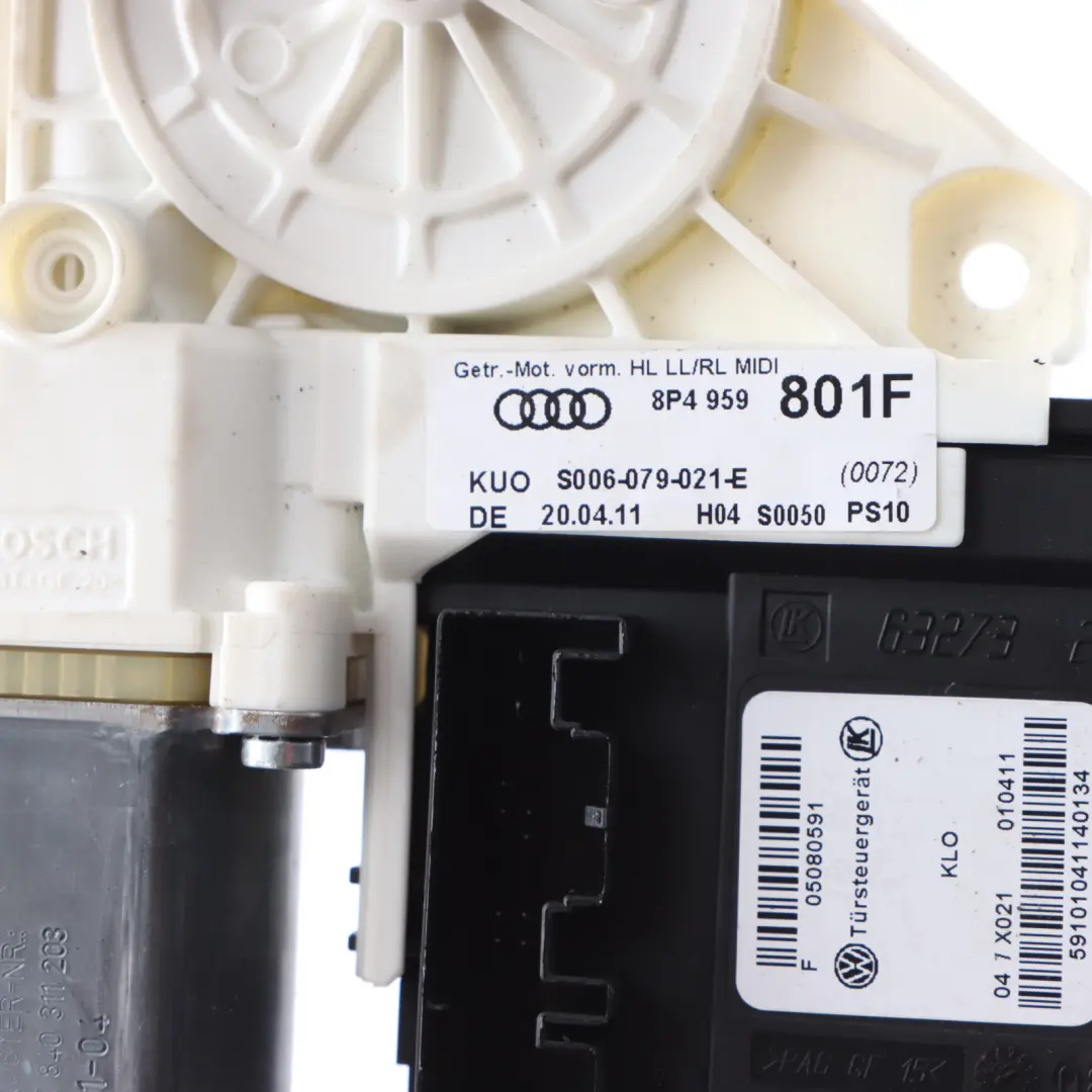 Audi A3 8P Lève vitre Porte Arrière Gauche Moteur Régulateur 8P4959802F - SKU 8P4959801F - Numéro de pièce 8P4959801F