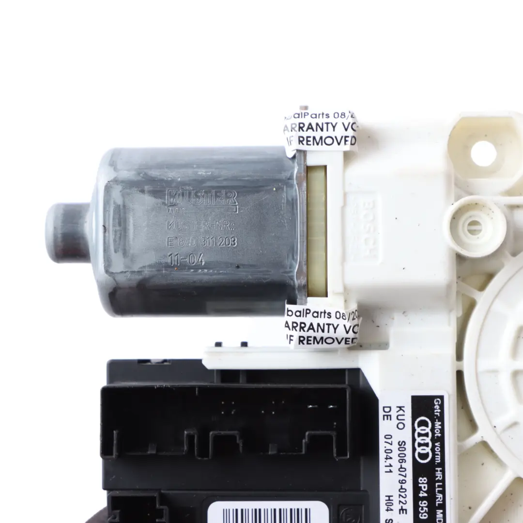 Moteur de régulateur de lève vitre de porte arrière droite Audi A3 8P pour à propos du numéro de pièce 8P4959802F Moteur de régulateur de lève vitre de porte arrière droite Audi A3 8P - SKU 8P4959802F - Numéro de pièce 8P4959802F