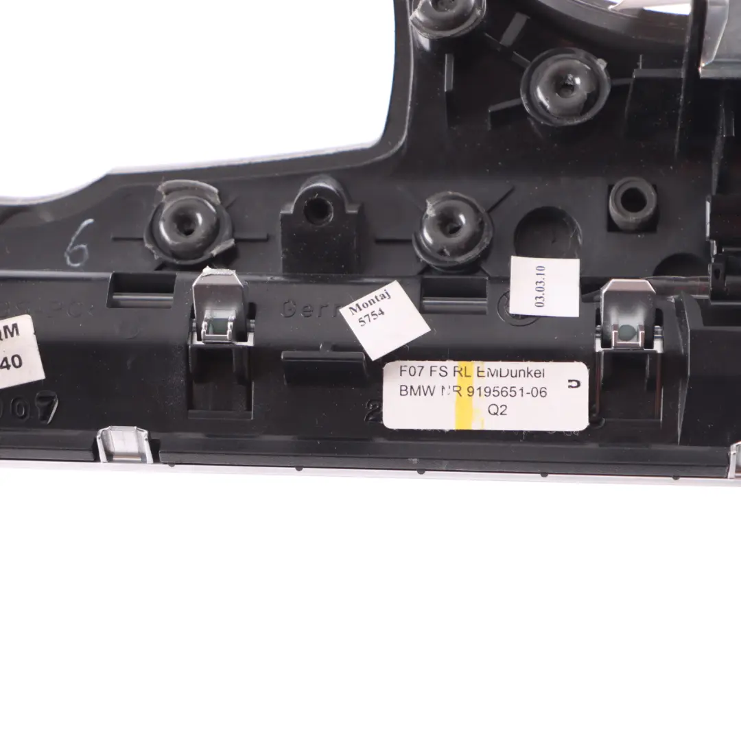 Headlight Switch Trim Cover Frame Right Instrument Panel O/S to BMW F07 with Part number 9195651 BMW F07 Headlight Switch Trim Cover Frame Right Instrument Panel O/S - SKU rhd-9195651 - Part number 9195651