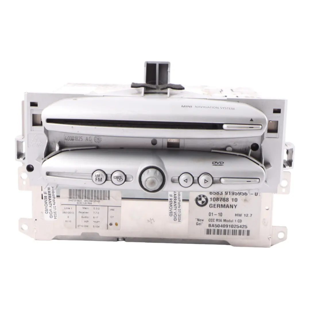 CCC Navigation Navi Sat Nav Head Unit to Mini Cooper R55 R56 R57 with Part number 9195956 Mini Cooper R55 R56 R57 CCC Navigation Navi Sat Nav Head Unit - SKU 9195956-1 - Part number 9195956