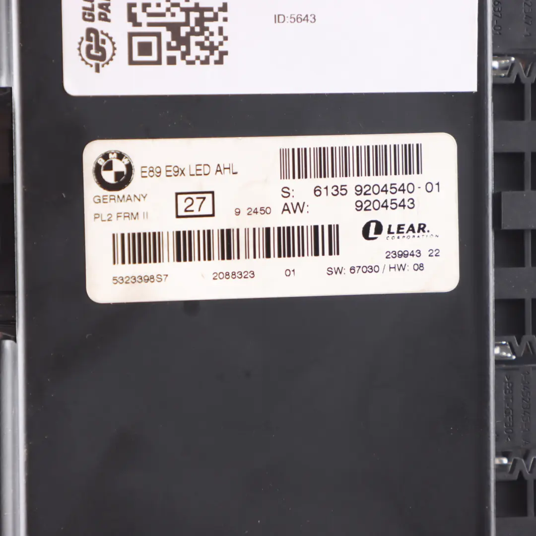 Brose Footwell Light Module Control Unit ECU FRM2 PL to BMW 3 E90 LCI Max with Part number 9204540 BMW 3 E90 LCI Max Brose Footwell Light Module Control Unit ECU FRM2 PL - SKU 9204540 - Part number 9204540