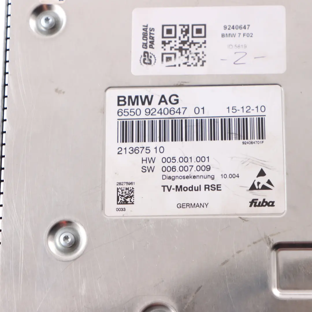 BMW F02 Sintonizador De Televisión Receptor De TV Módulo De Control - SKU 9240647 - Número de pieza 9240647