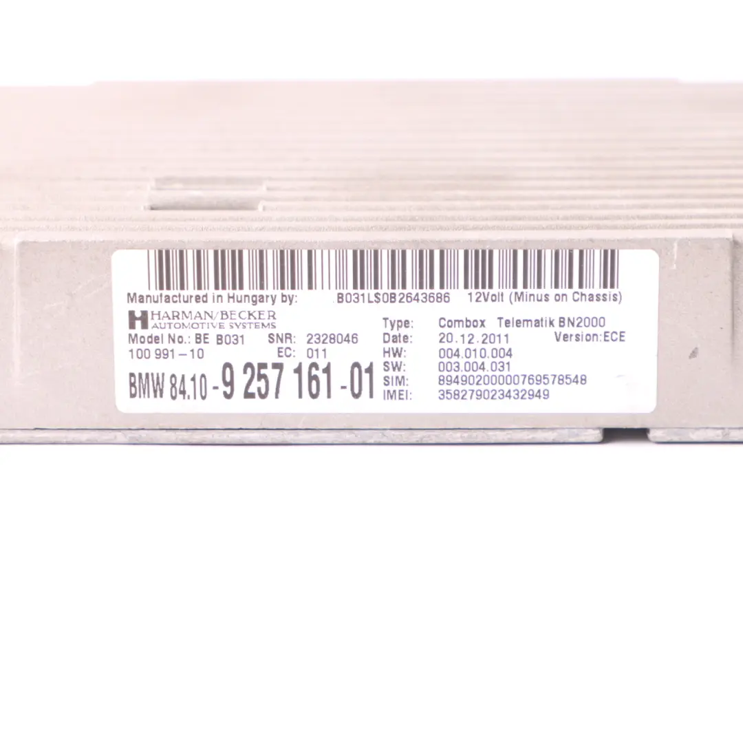 Module Bluetooth BMW E81 E87 E90 E91 LCI Combox Telematics - SKU 9257161 - Numéro de pièce 9257161