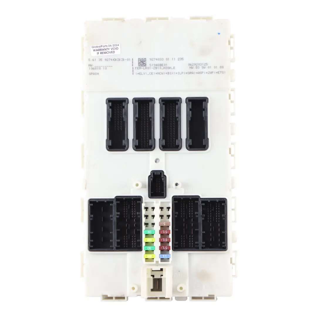 Body Control Comfort Module Unit FEM ECU to BMW F20 F21 F30 F31 F32 with Part number 9274033 BMW F20 F21 F30 F31 F32 Body Control Comfort Module Unit FEM ECU - SKU 9274033 - Part number 9274033