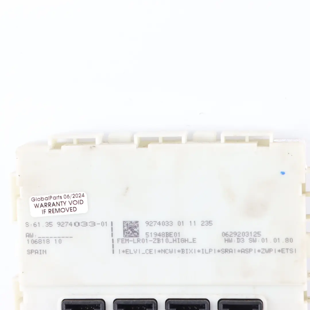 Body Control Comfort Module Unit FEM ECU to BMW F20 F21 F30 F31 F32 with Part number 9274033 BMW F20 F21 F30 F31 F32 Body Control Comfort Module Unit FEM ECU - SKU 9274033 - Part number 9274033