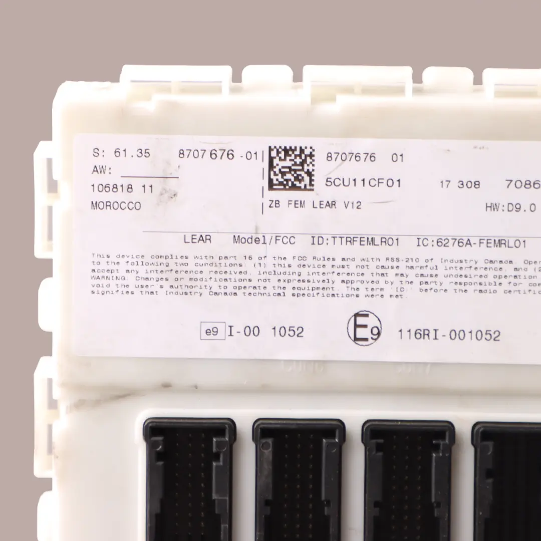 Body Control Comfort Module Unit FEM ECU to BMW F20 F22 F30 F34 F36 with Part number 9438730 BMW F20 F22 F30 F34 F36 Body Control Comfort Module Unit FEM ECU - SKU 9438730 - Part number 9438730