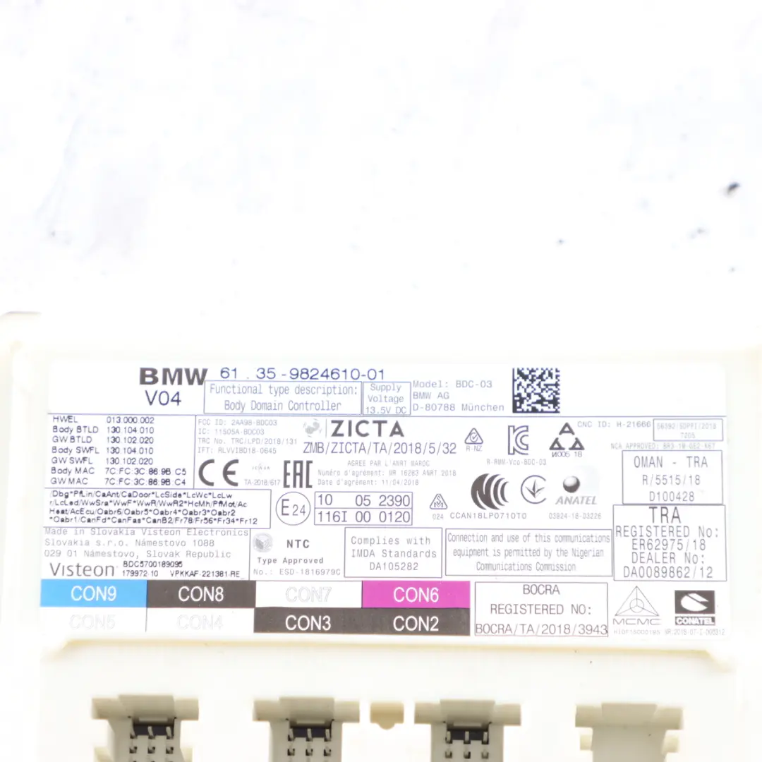 Body Control Module Domain Controller Unit BDC ECU 8725622 to BMW G20 G21 with Part number 9824610 BMW G20 G21 Body Control Module Domain Controller Unit BDC ECU 8725622 - SKU 9824610 - Part number 9824610