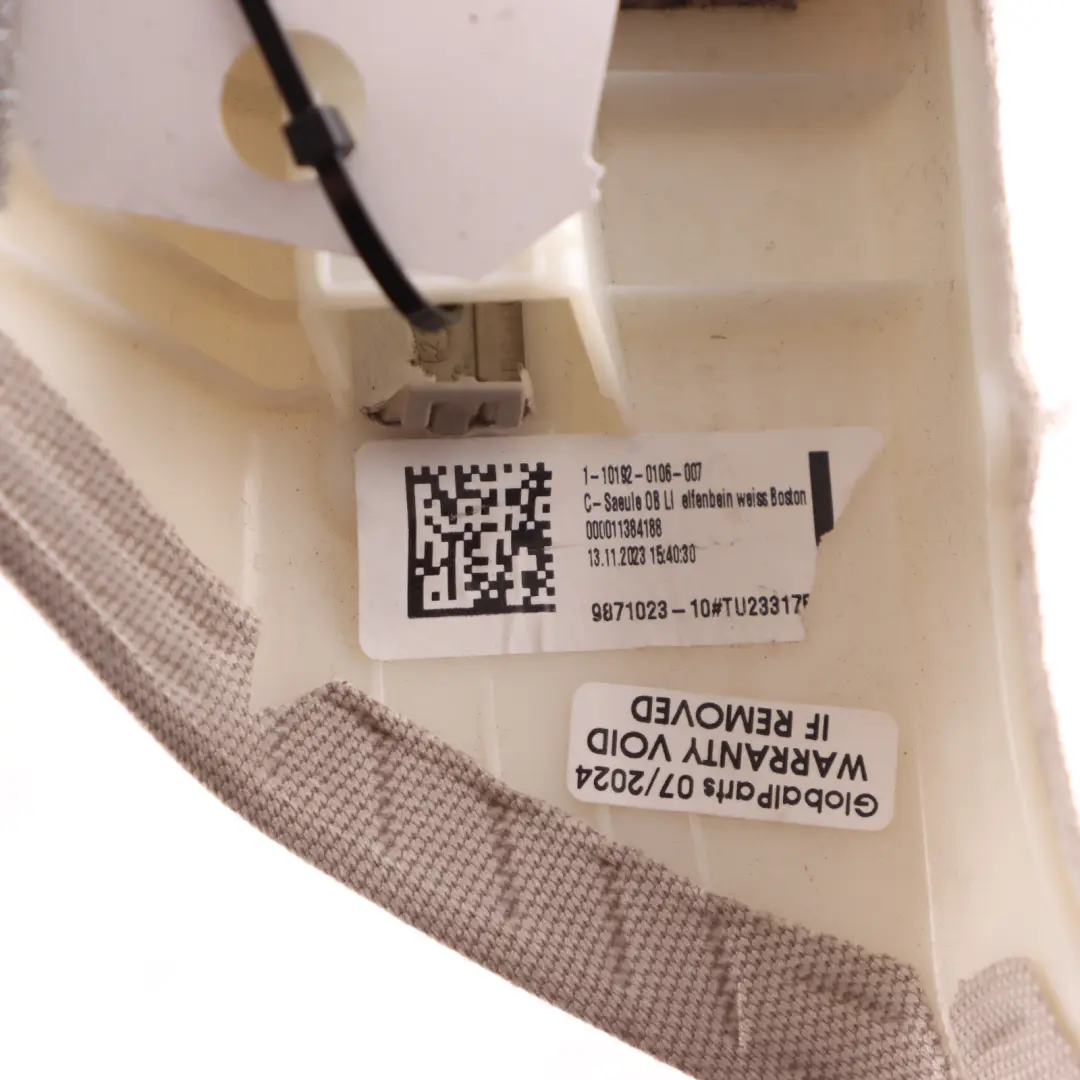 pillar Cover Trim Rear Left N/S Elfenbein Weiss to BMW i4 G26 Gran Coupe C with Part number 9871023 BMW i4 G26 Gran Coupe C pillar Cover Trim Rear Left N/S Elfenbein Weiss - SKU 9871023 - Part number 9871023