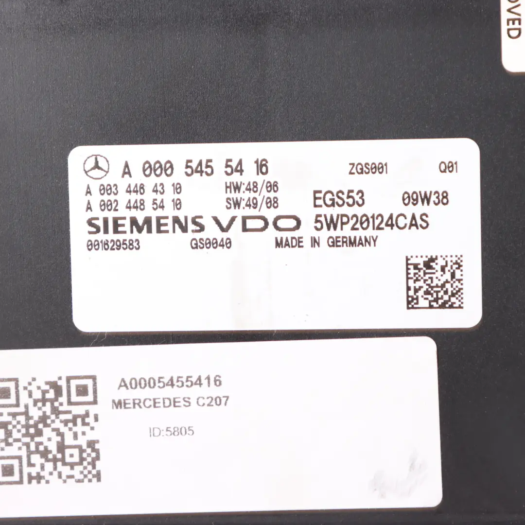 Mercedes C207 Transmission Control Unit Module - SKU A0005455416 - Part number A0005455416