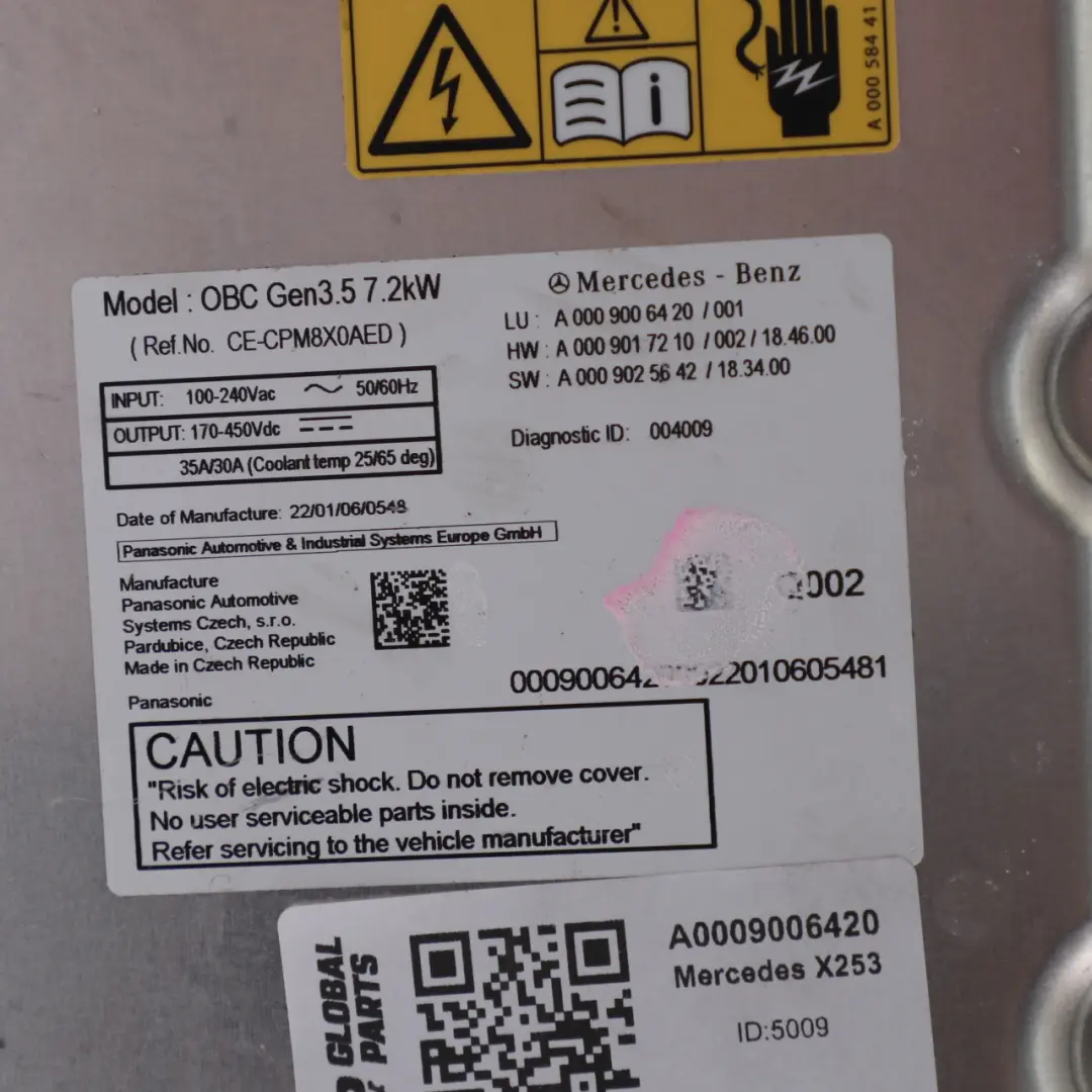 Mercedes X253 Hybrid Unidad control inversor batería alto voltaje - SKU A0009006420 - Número de pieza A0009006420