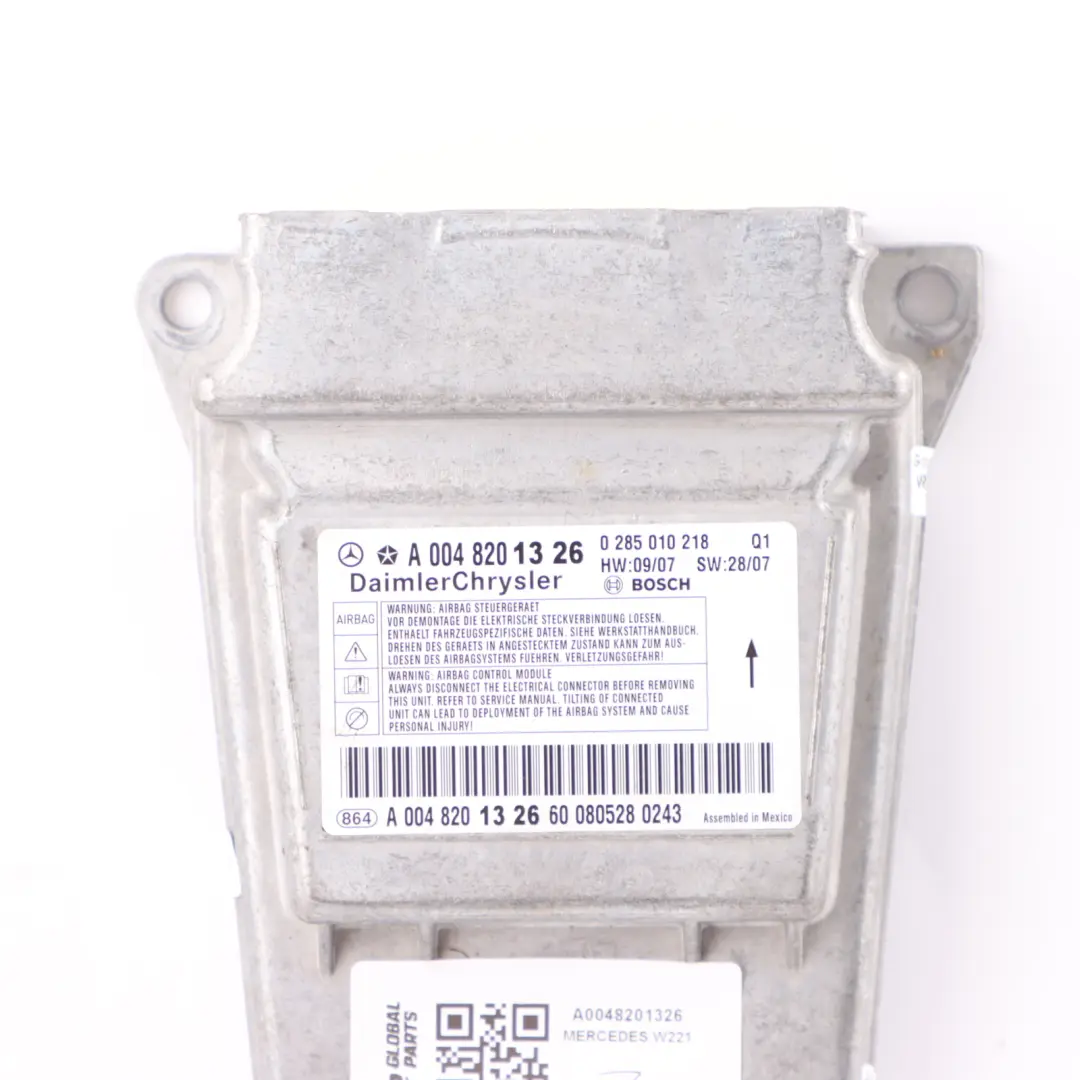SRS Control Unit Module ECU Air to Mercedes C216 W221 with Part number A0048201326 Mercedes C216 W221 SRS Control Unit Module ECU Air - SKU A0048201326 - Part number A0048201326
