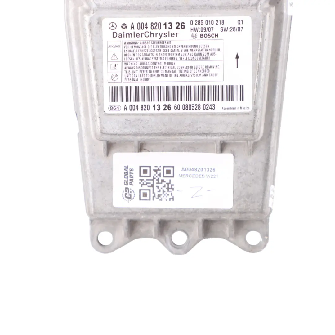 SRS Control Unit Module ECU Air to Mercedes C216 W221 with Part number A0048201326 Mercedes C216 W221 SRS Control Unit Module ECU Air - SKU A0048201326 - Part number A0048201326