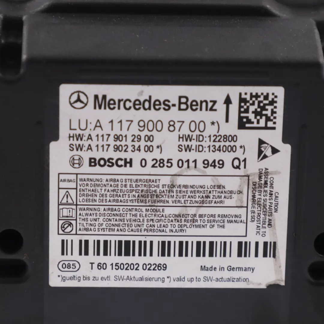 Modulo Aria Tensionatore Cintura Sicurezza Unità per Mercedes GLA X156 con numero di parte A1179008700 Mercedes GLA X156 Modulo Aria Tensionatore Cintura Sicurezza Unità - SKU A1179008700 - Numero di parte A1179008700