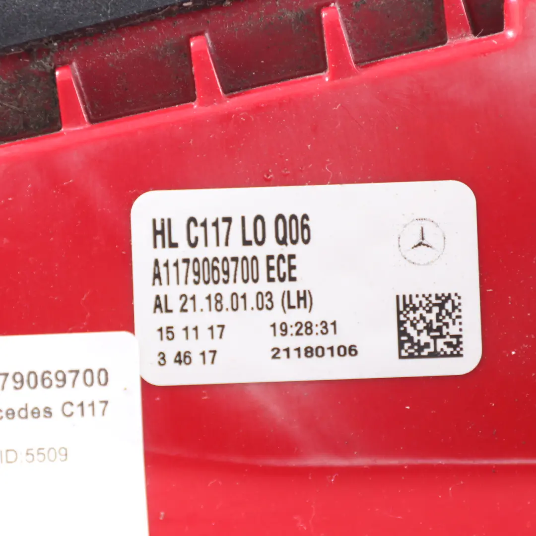 Lampa Tylna Lewy Tył do Mercedes CLA C117 o numerze A1179069700 Mercedes CLA C117 Lampa Tylna Lewy Tył - SKU A1179069700 - Numer Części A1179069700