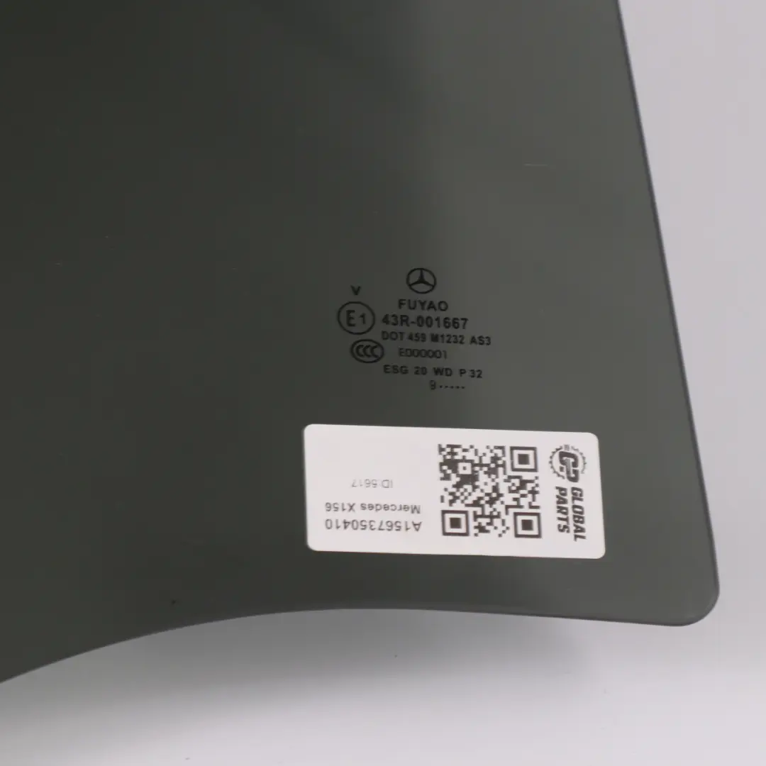 Glass Window Rear Door Right O/S Tinted AS3 to Mercedes GLA X156 with Part number A1567350410 Mercedes GLA X156 Glass Window Rear Door Right O/S Tinted AS3 - SKU A1567350410 - Part number A1567350410